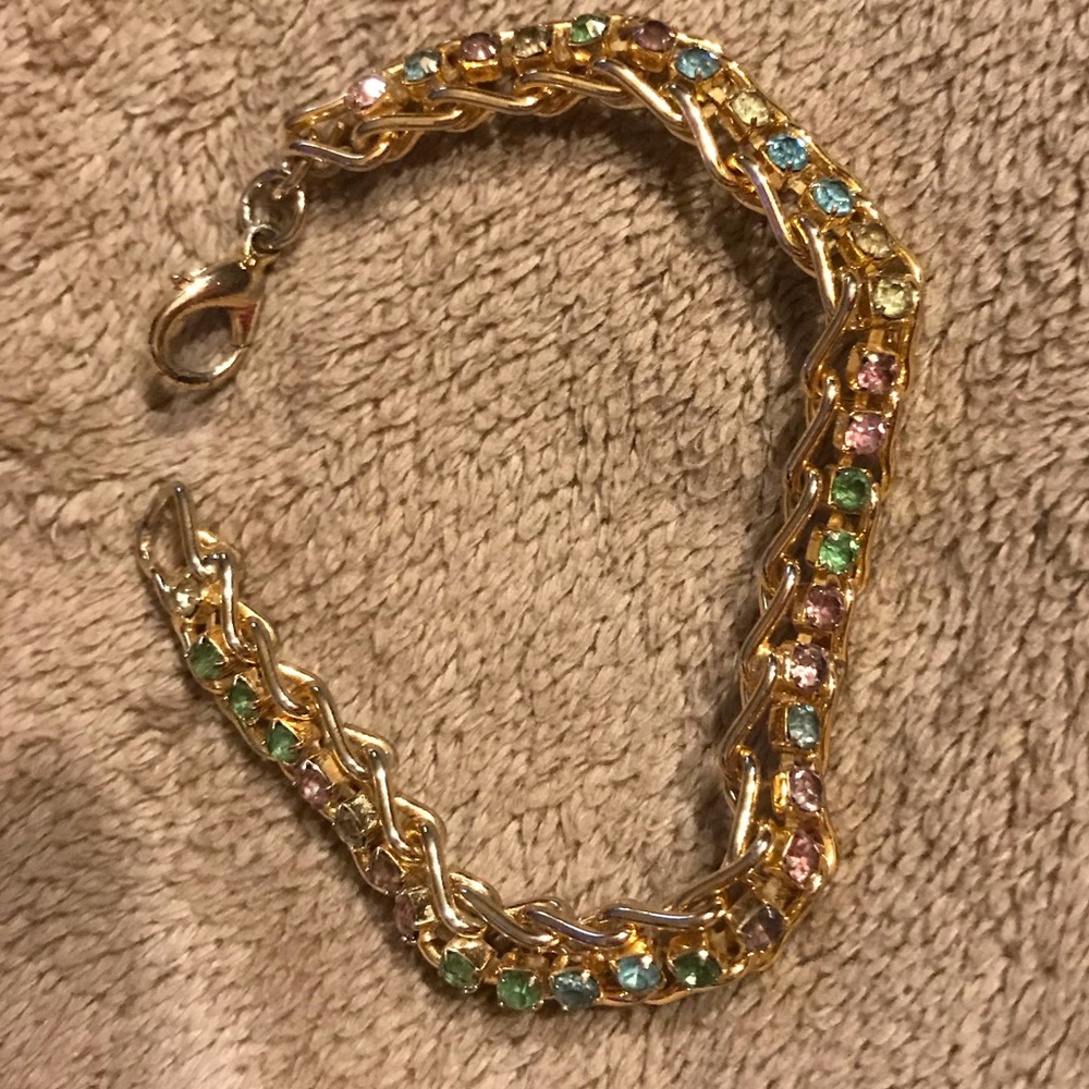 Gold tone pastel crystal bracelet